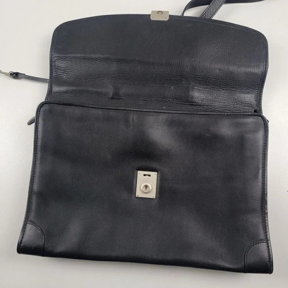 Cole Haan‎ Collection Black Leather Briefcase Messenger Bag Lawyer Bag Italy